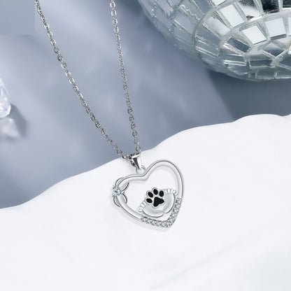 Little Feet Paw Heart Necklace - view 2