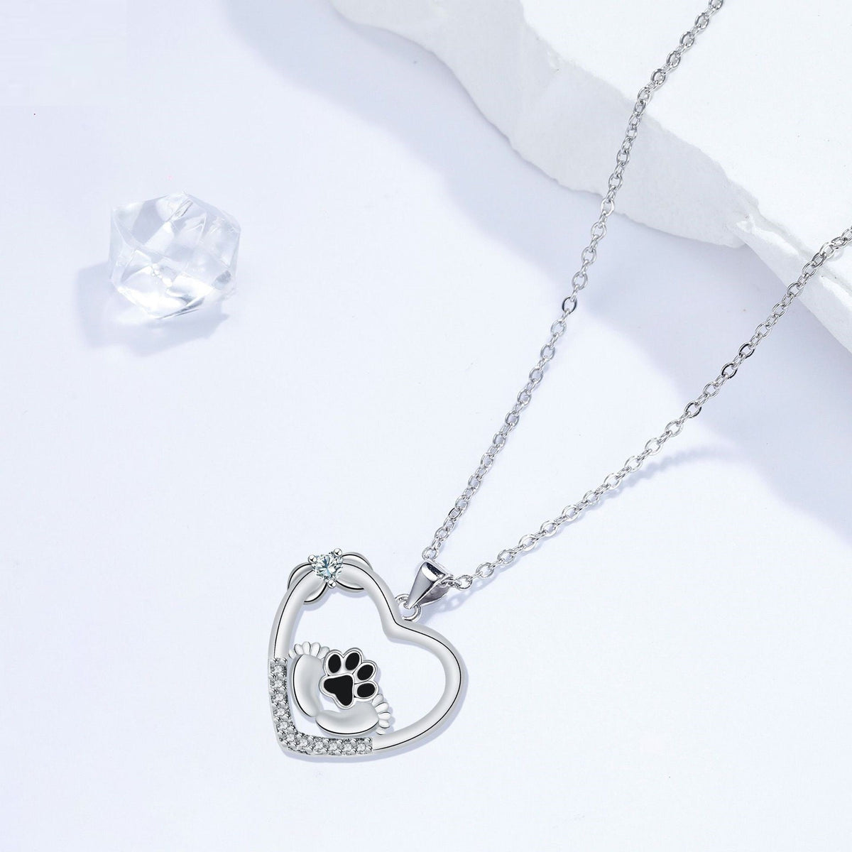 Little Feet Paw Heart Necklace - view 3