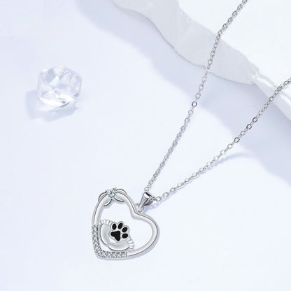 Little Feet Paw Heart Necklace - view 3