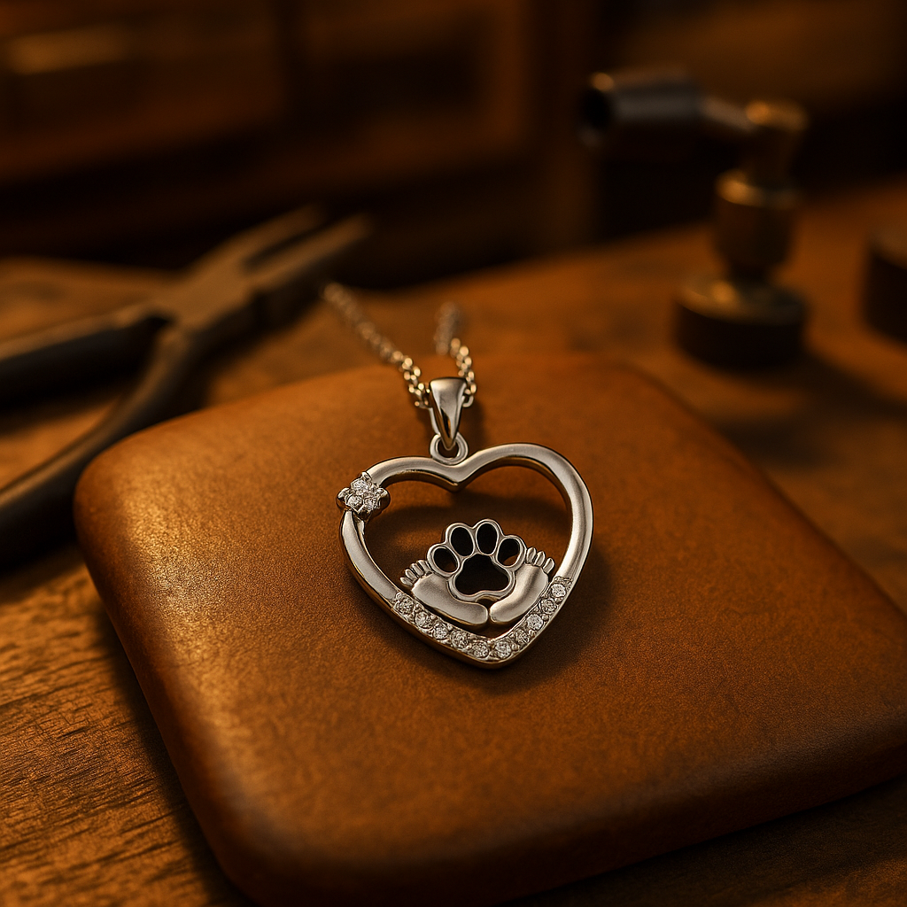 Little Feet Paw Heart Necklace - view 4