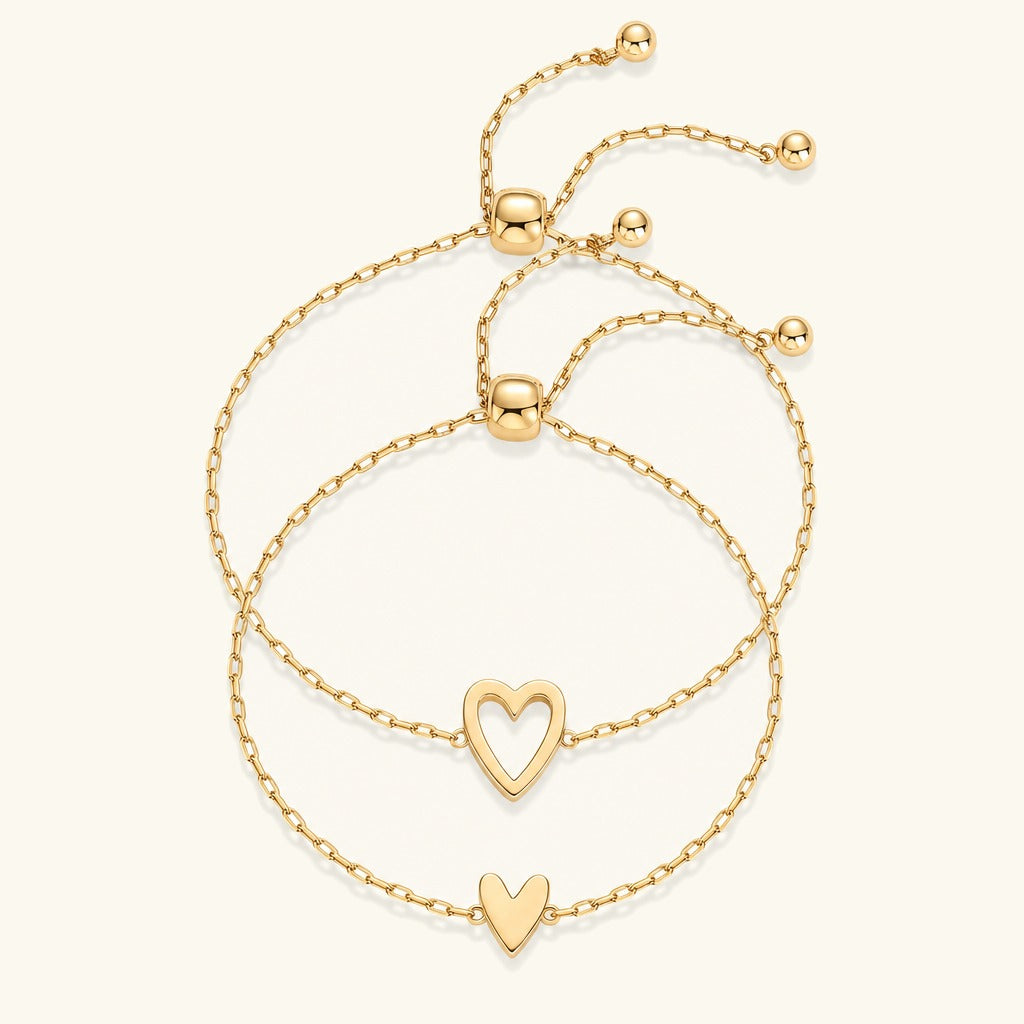 Matching Hearts Bracelet Set