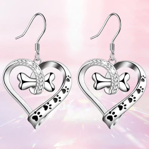 Paw, Heart & Bone Necklace and Earrings Set - view 2