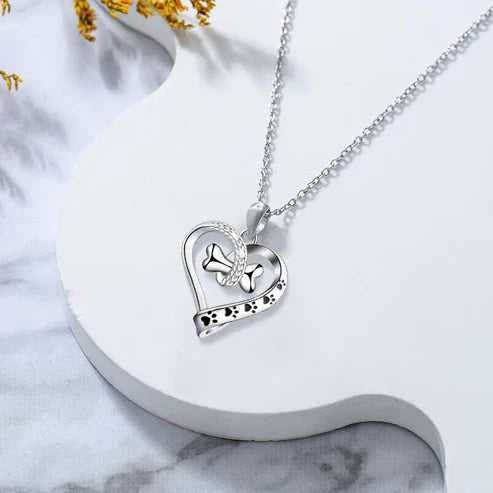 Paw, Heart & Bone Necklace and Earrings Set - view 3