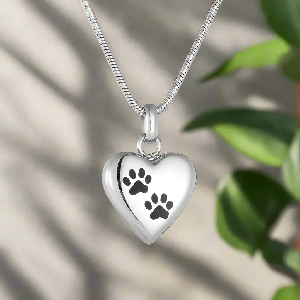 Paw Print Heart Keepsake Necklace