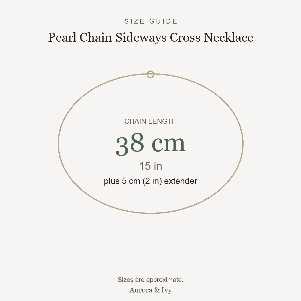 Pearl Chain Sideways Cross Necklace size guide