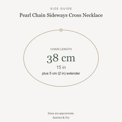 Pearl Chain Sideways Cross Necklace size guide