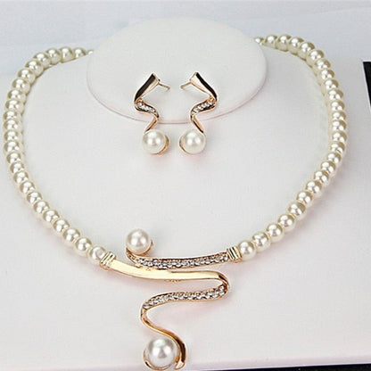 Pearl Necklace and Earrings Set