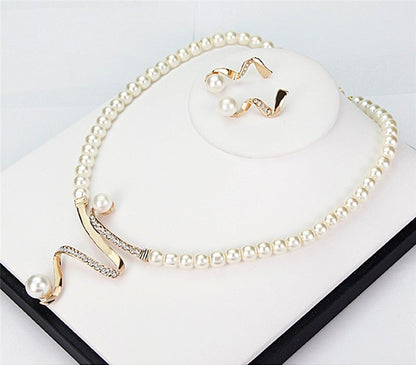 Pearl Necklace and Earrings Set - view 2