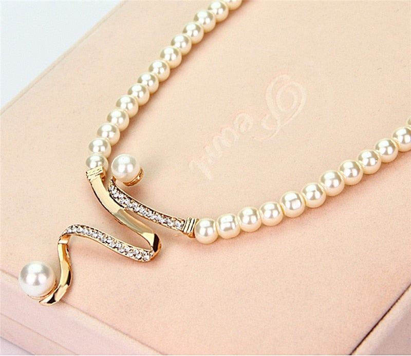 Pearl Necklace and Earrings Set - view 3