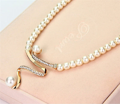 Pearl Necklace and Earrings Set - view 3