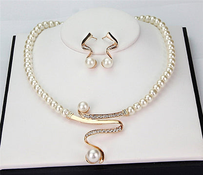 Pearl Necklace and Earrings Set - view 4