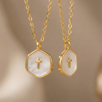 Pearlescent Cross Pendant Necklace - view 5
