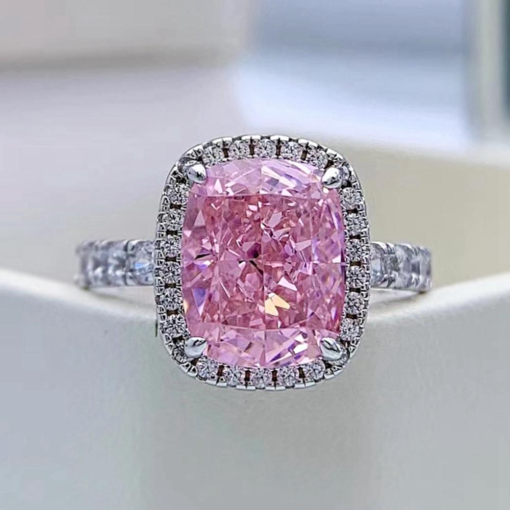 Pink Cushion Halo Ring