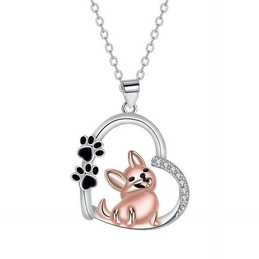 Puppy in a Heart Necklace