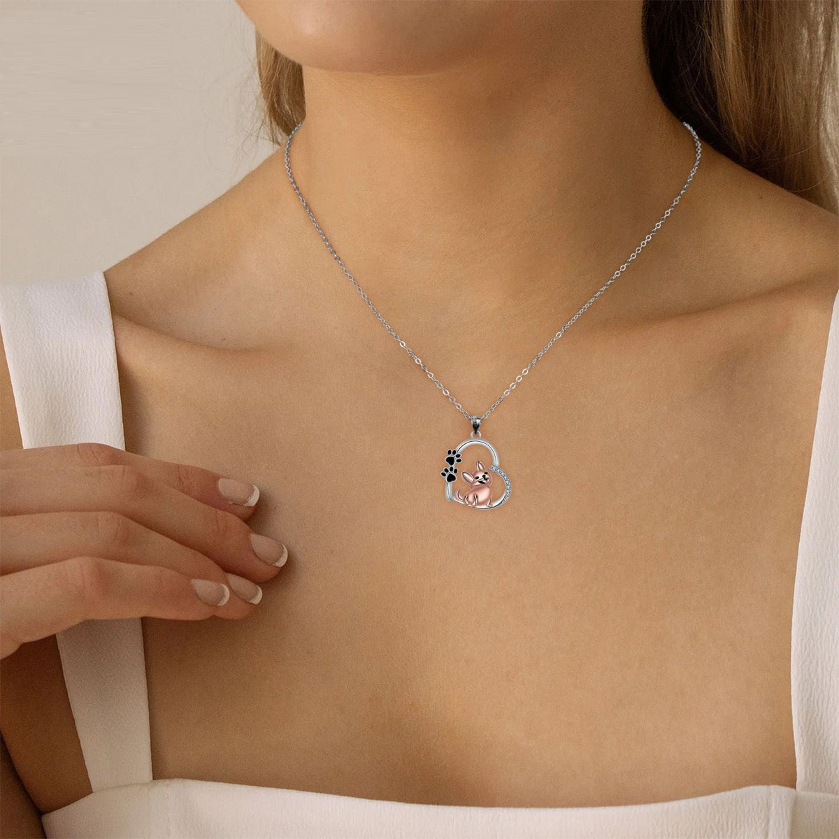 Puppy in a Heart Necklace - view 4