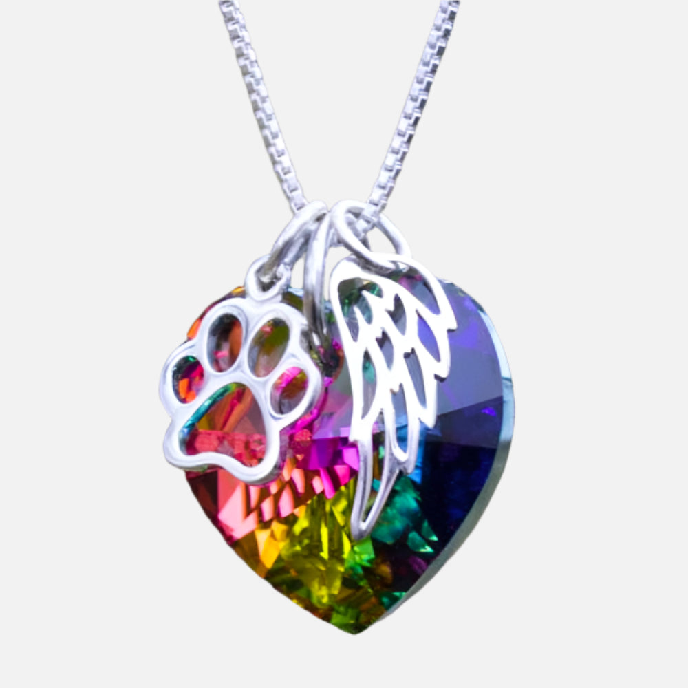 Rainbow Heart Paw Memorial Necklace - view 3