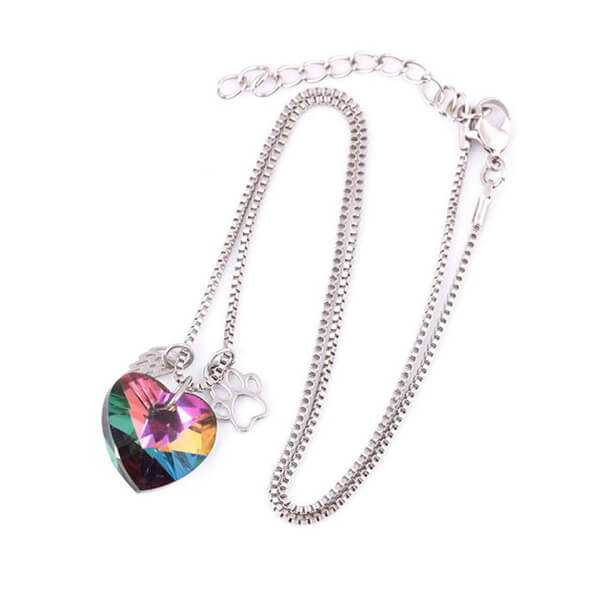Rainbow Heart Paw Memorial Necklace - view 4