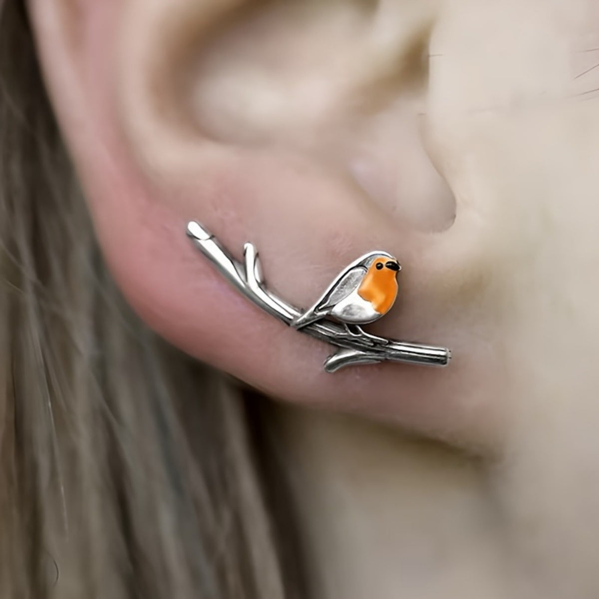Robin on a Branch Earrings - view 2