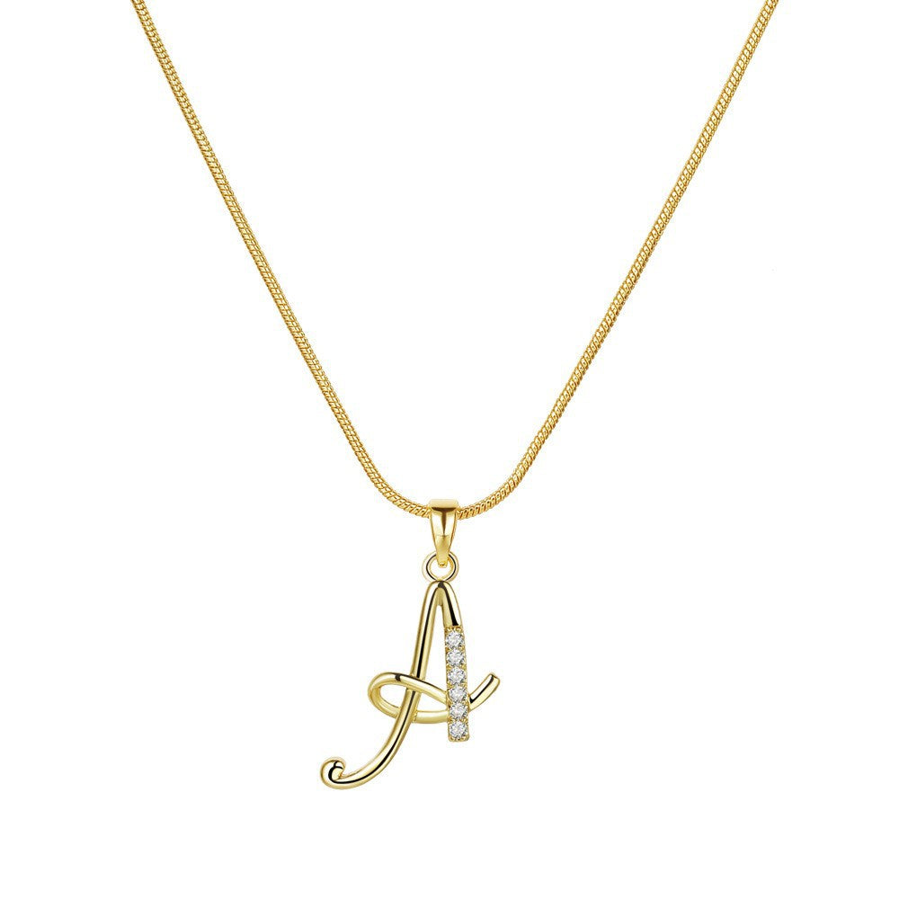 Script Initial Zirconia Necklace