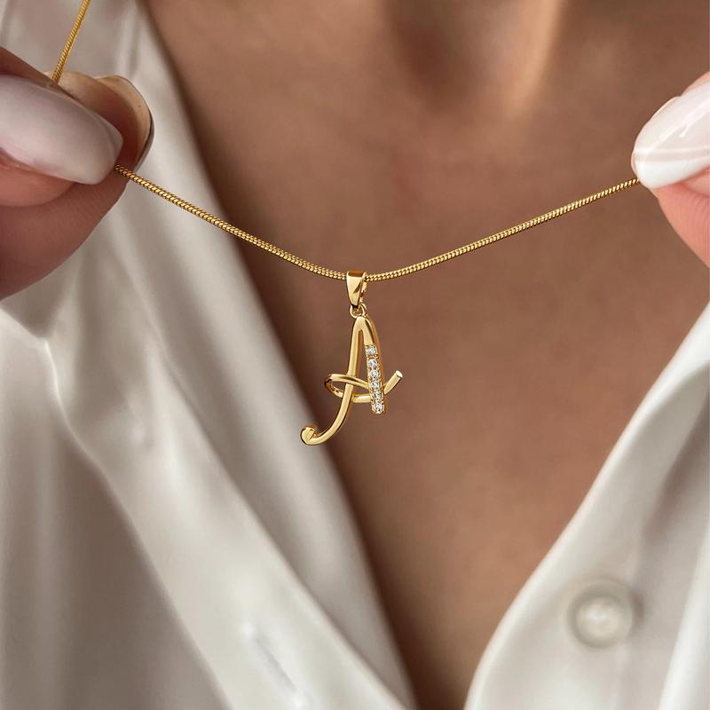 Script Initial Zirconia Necklace - view 2