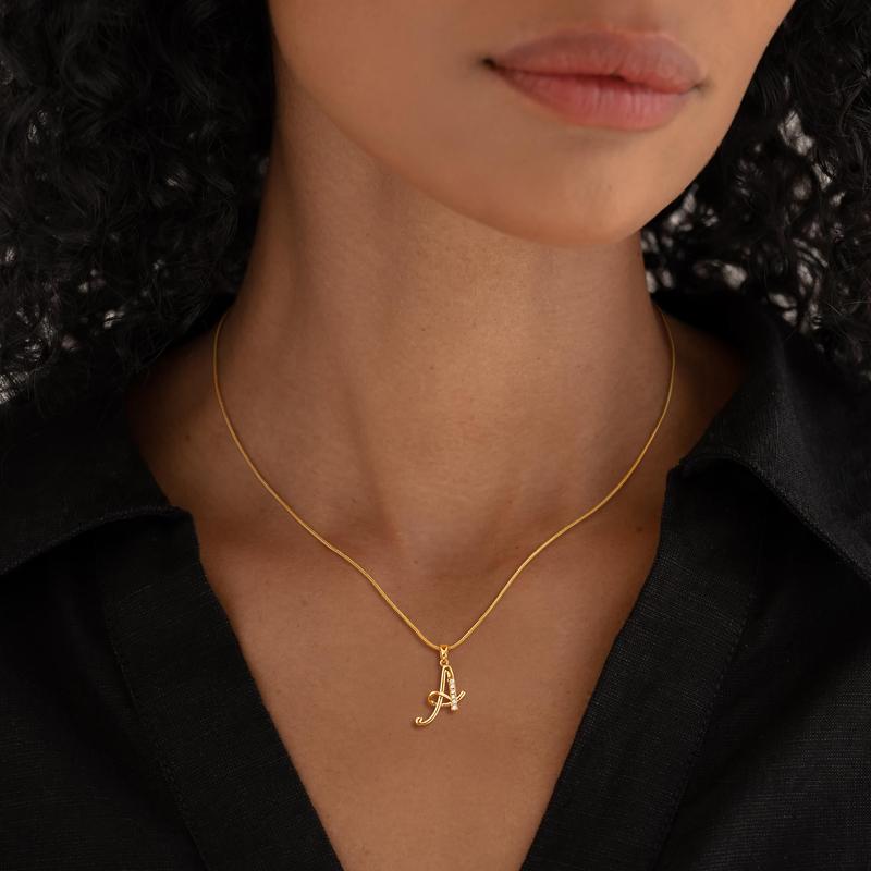 Script Initial Zirconia Necklace - view 3
