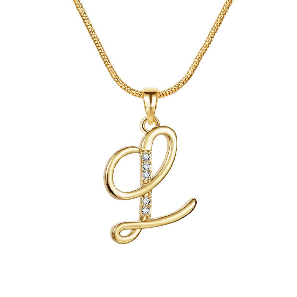 Script Initial Zirconia Necklace - view 4