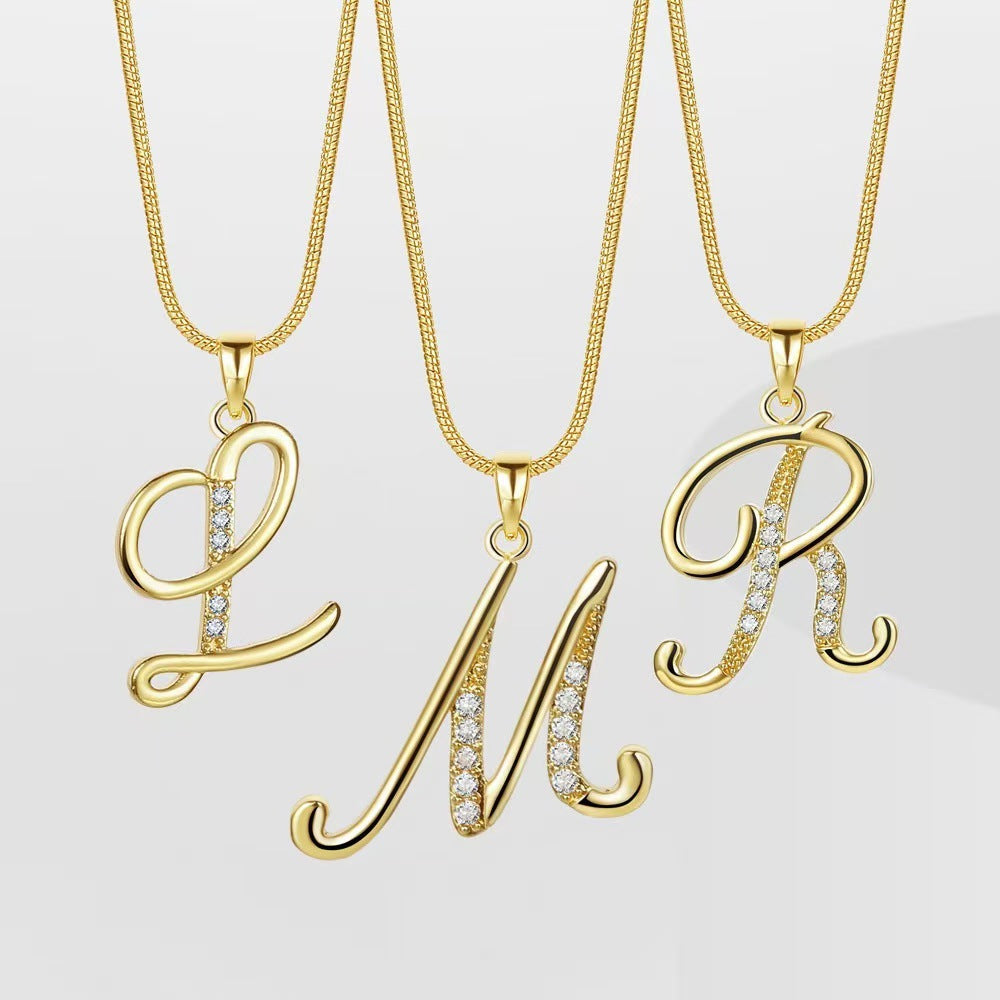 Script Initial Zirconia Necklace - view 6