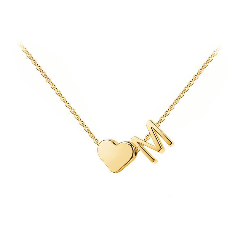 Tiny Heart and Initial Necklace