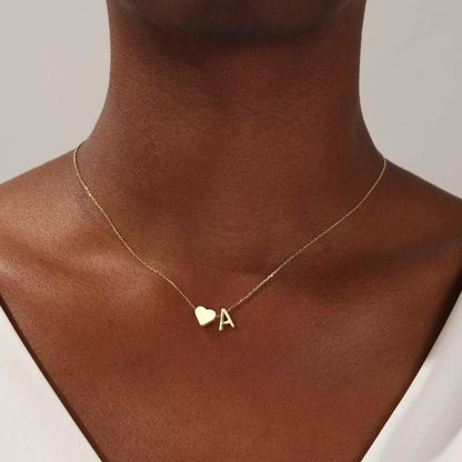 Tiny Heart and Initial Necklace - view 3
