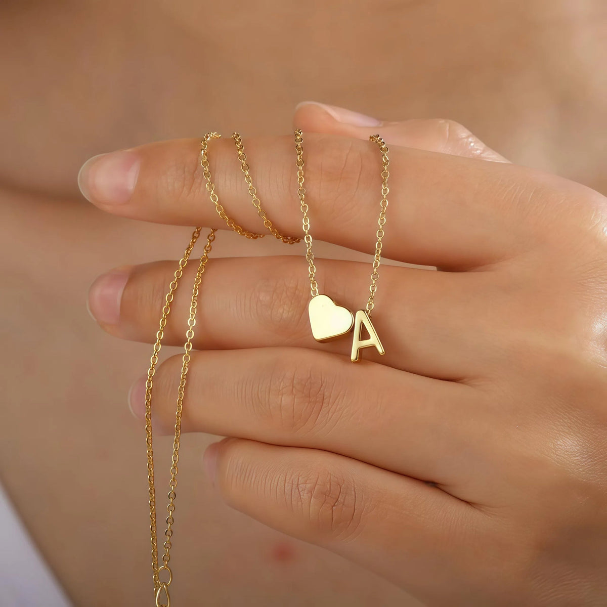 Tiny Heart and Initial Necklace - view 5