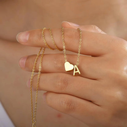 Tiny Heart and Initial Necklace - view 5