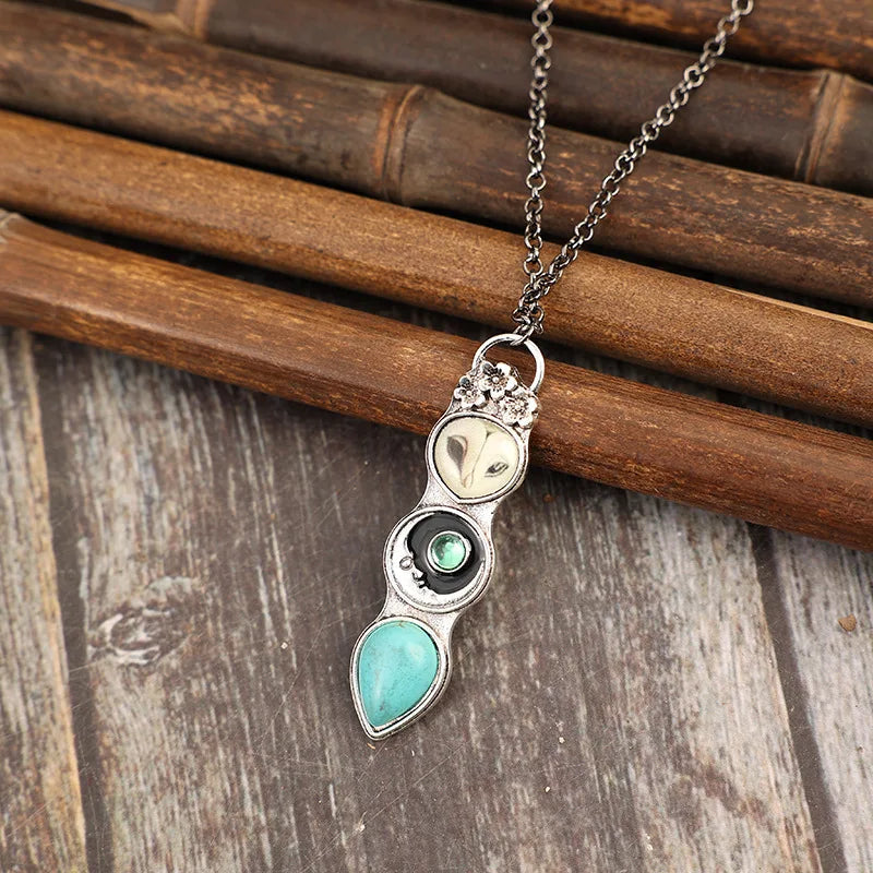 Turquoise Owl Bar Necklace - view 2