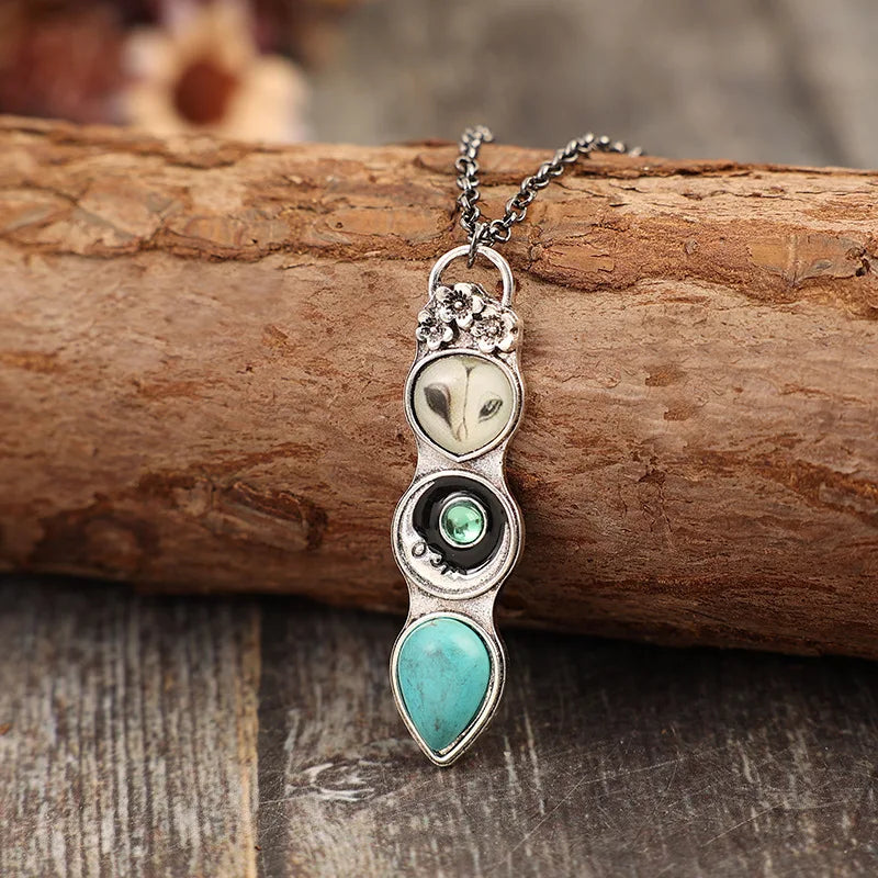 Turquoise Owl Bar Necklace - view 3