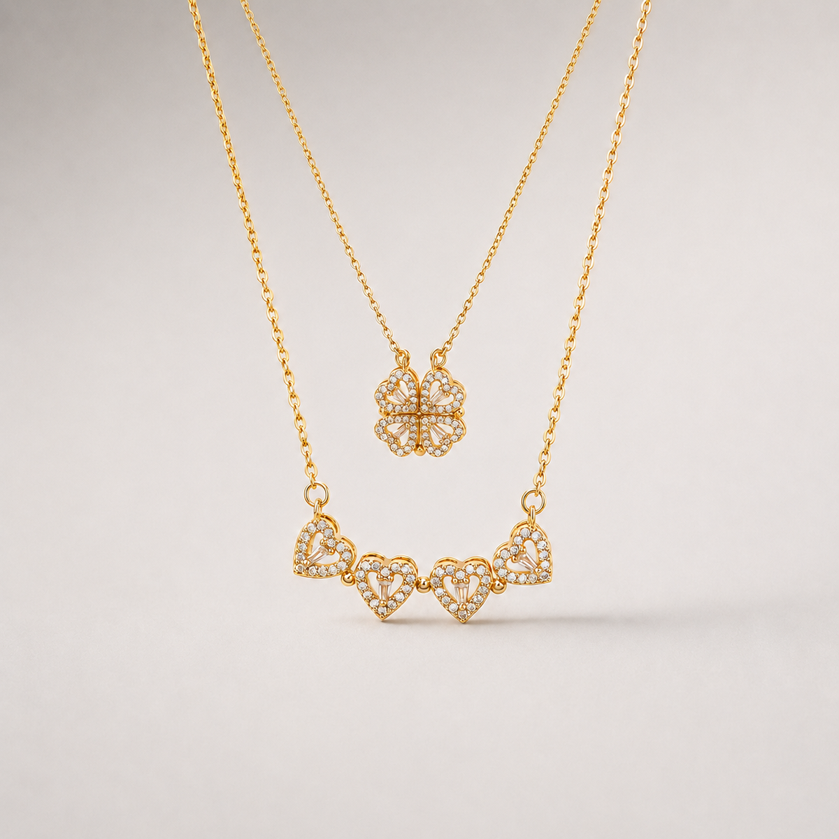 Two-Way Lucky Clover Heart Necklace