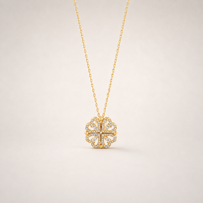 Two-Way Lucky Clover Heart Necklace - view 4
