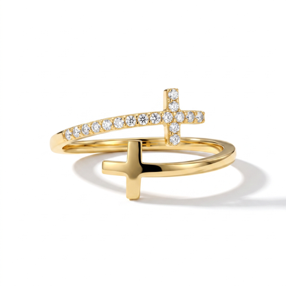 Wrapped Cross Adjustable Ring