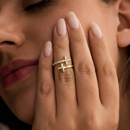 Wrapped Cross Adjustable Ring - view 2