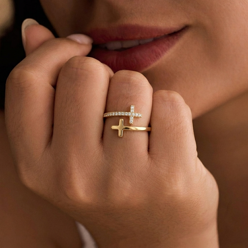 Wrapped Cross Adjustable Ring - view 3