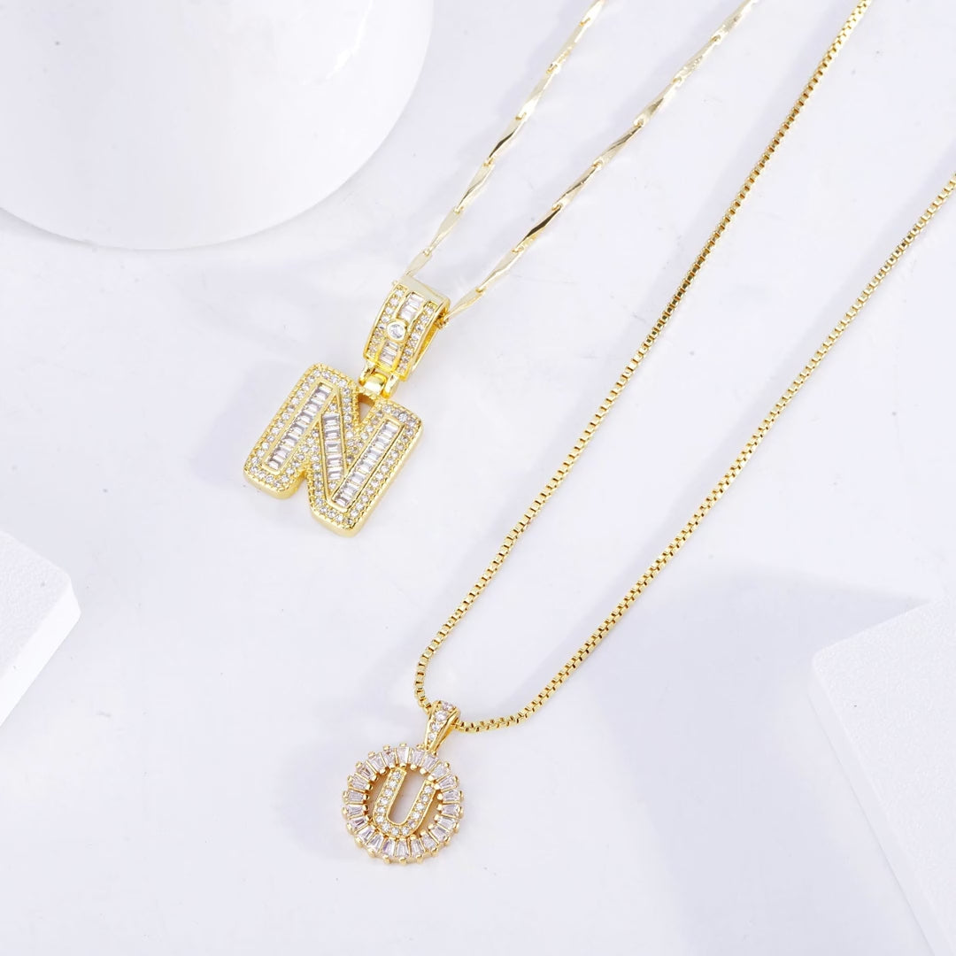 Pavé Initial Gold Necklace