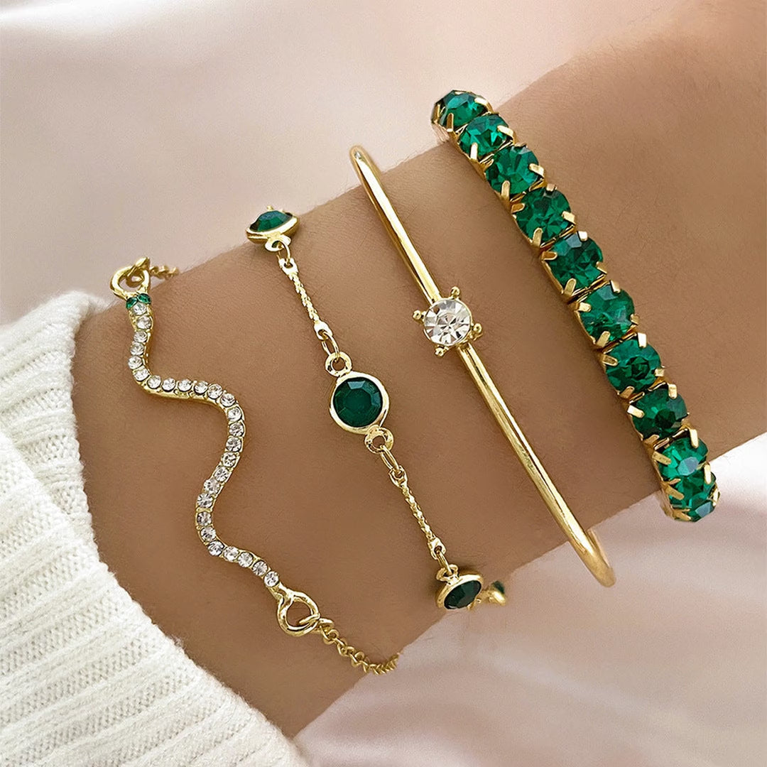Emerald-Green Bracelet Set