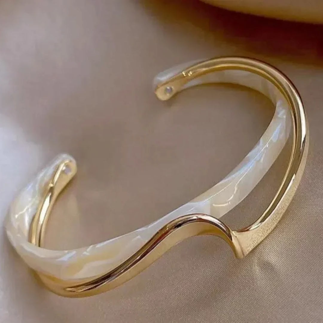 Opal Wave Gold Cuff Bracelet